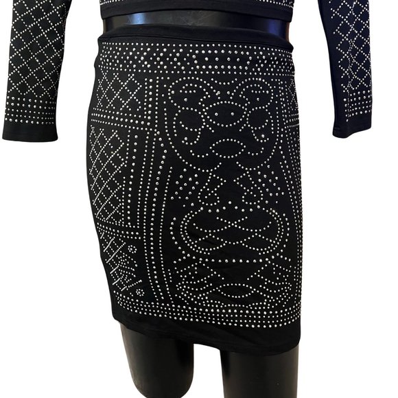 meaveor 2 Pieces Top Midi Studded Skirt Set For Kids Girls - Picture 5 of 12